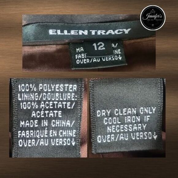 Ellen Tracy Bronze Iridescent Double Breasted Formal Blazer/Jacket Size 12 - Picture 9 of 13